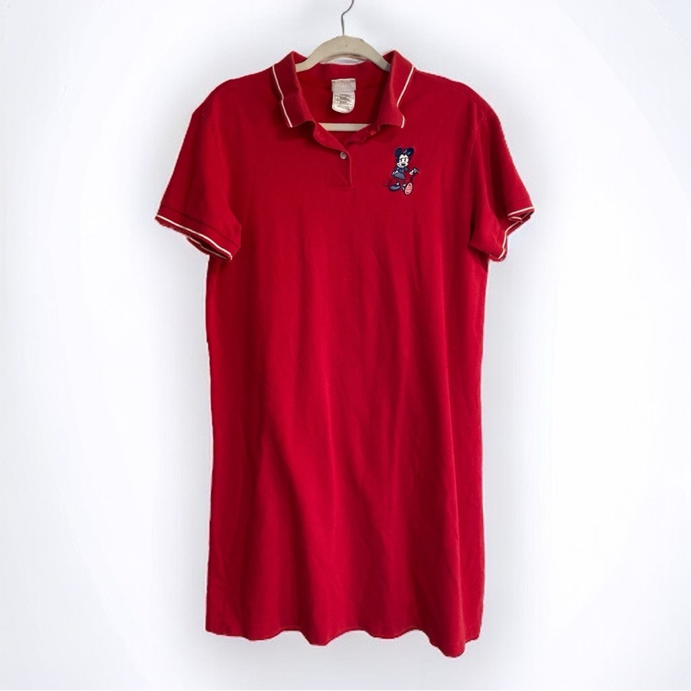 Vintage Disney Store Red Polo Tennis Dress with Embroidered Minnie Mouse Size L